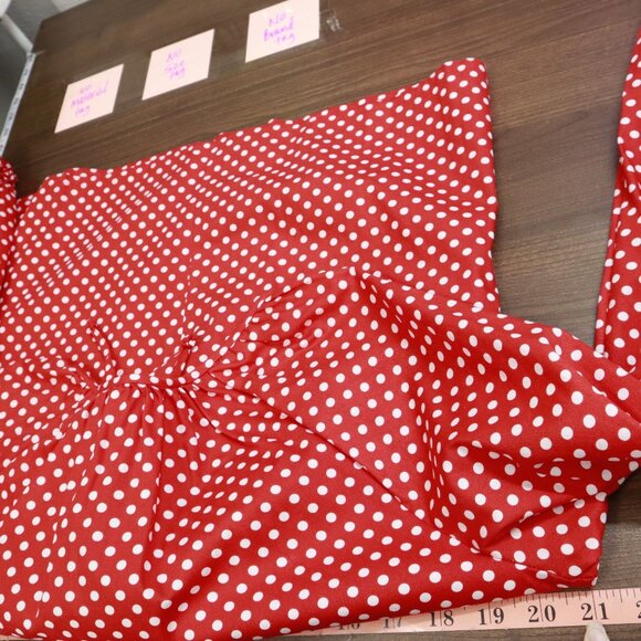 Retro Peasant Polka Dot Top Womens 14 Red Girly Vintage Sweet Simple Modest - Picture 10 of 15